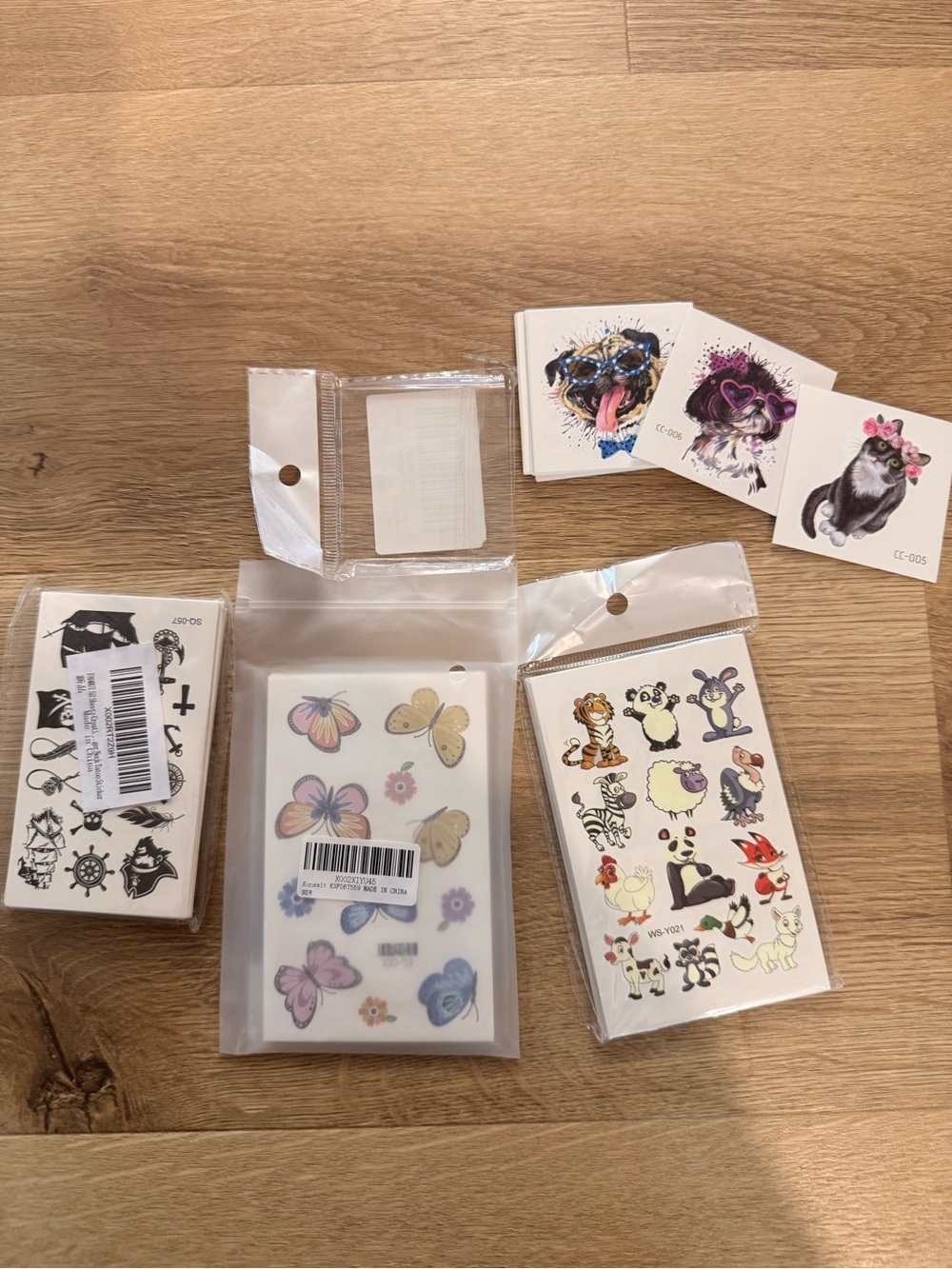 Temporary Tattoo Sticker Sheets - Assorted Animals & Butterflies